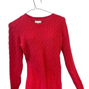 Red cable knit sweater